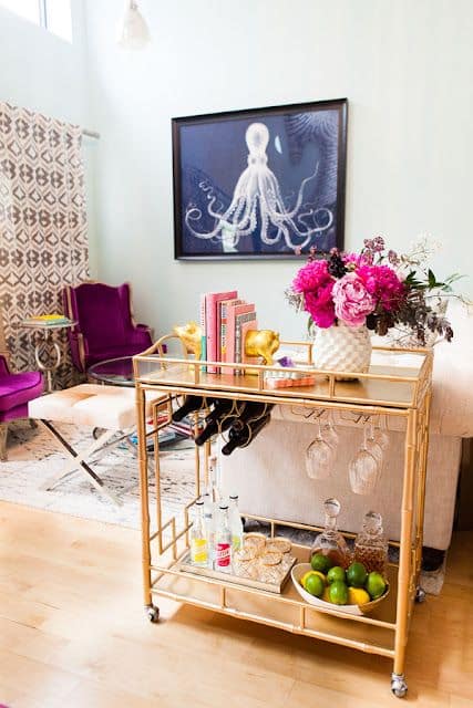 How To Style A Bar Cart House Garden, Dining Room Bar Cart Styling